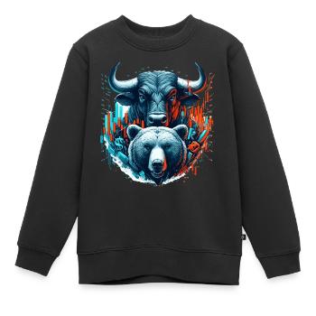 Finanzen Stier Bär Börse Wallstreet Geschenk - Kinder Premium Organic Sweatshirt - Schwarz - Vorne - AI Model Kid Female (0cm)