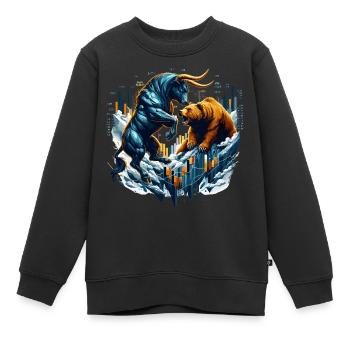 Finance Taureau Bear Fight Wall Street cadeau - Sweat Premium enfant bio - noir - Devant - AI Model Kid Female (0cm)