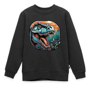 Dinosaurier / Tier / Urzeit / Reptil / Jungs - Kinder Premium Organic Sweatshirt - Schwarz - Vorne - AI Model Kid Female (0cm)