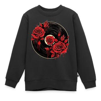 Schallplatten Liebe - Kinder Premium Organic Sweatshirt - Schwarz - Vorne - AI Model Kid Female (0cm)