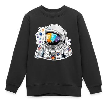 Aquarelle d’astronaute Aquarelle - Sweat Premium enfant bio - noir - Devant - AI Model Kid Female (0cm)