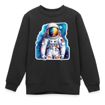 Aquarelle d’astronaute Aquarelle - Sweat Premium enfant bio - noir - Devant - AI Model Kid Female (0cm)