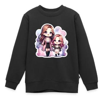 Mutter und Tochter mit passenden Outfits - Kinder Premium Organic Sweatshirt - Schwarz - Vorne - AI Model Kid Female (0cm)