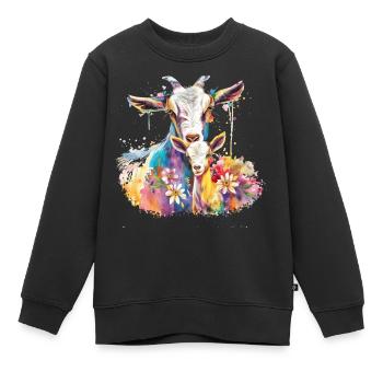 Ziege mit ihrem Kalb - Kinder Premium Organic Sweatshirt - Schwarz - Vorne - AI Model Kid Female (0cm)