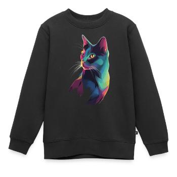 Stylized Cat Illustration - Kids Premium Organic Sweatshirt - black - Front - AI Model Kid Female (0cm)