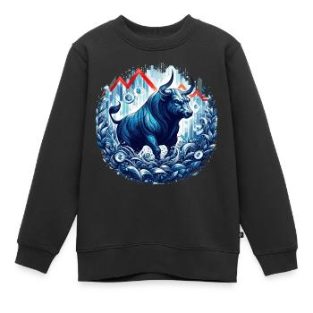 Finance Actions Taureau Wall Street Cadeau - Sweat Premium enfant bio - noir - Devant - AI Model Kid Female (0cm)