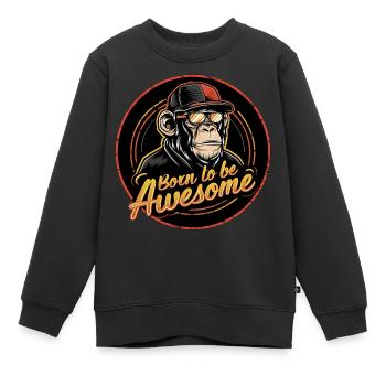 Chimpanzé cool né pour être génial - Sweat Premium enfant bio - noir - Devant - AI Model Kid Female (0cm)
