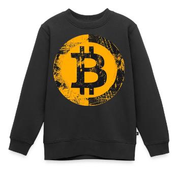 Bitcoin Grunge Or Numérique - Sweat Premium enfant bio - noir - Devant - AI Model Kid Female (0cm)