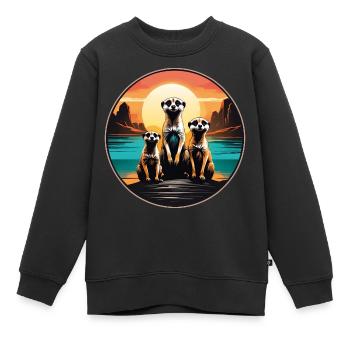 Drei coole Erdmännchen sitze auf einem Hügel - Kinder Premium Organic Sweatshirt - Schwarz - Vorne - AI Model Kid Female (0cm)