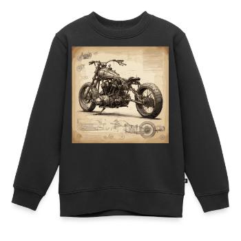 Plan / Sépia / Vintage / Rétro / Moto - Sweat Premium enfant bio - noir - Devant - AI Model Kid Female (0cm)