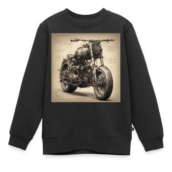 Plan / Sépia / Vintage / Rétro / Moto - Sweat Premium enfant bio - noir - Devant - AI Model Kid Female (0cm)