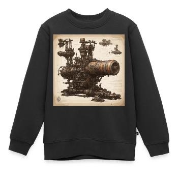 Plan / Sépia / Vintage / Rétro / Machine - Sweat Premium enfant bio - noir - Devant - AI Model Kid Female (0cm)