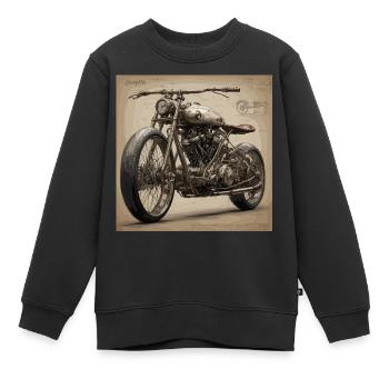 Plan / Sépia / Vintage / Rétro / Moto - Sweat Premium enfant bio - noir - Devant - AI Model Kid Female (0cm)