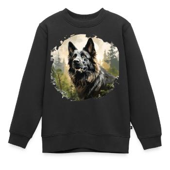 Grey German Shepherd Dog in the Forest - Kids Premium Organic Sweatshirt - black - Front - AI Model Kid Female (0cm)