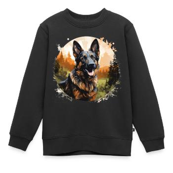 German Shepherd Dog in the Forest - Kids Premium Organic Sweatshirt - black - Front - AI Model Kid Female (0cm)