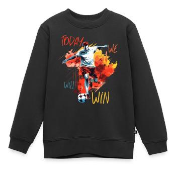 Action d’attaquant de football, citation de motivation - Sweat Premium enfant bio - noir - Devant - AI Model Kid Female (0cm)