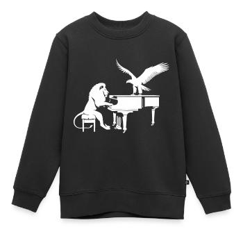 Sinfonie der Wildnis - Löwe und Adler am Flügel - Kinder Premium Organic Sweatshirt - Schwarz - Vorne - AI Model Kid Female (0cm)