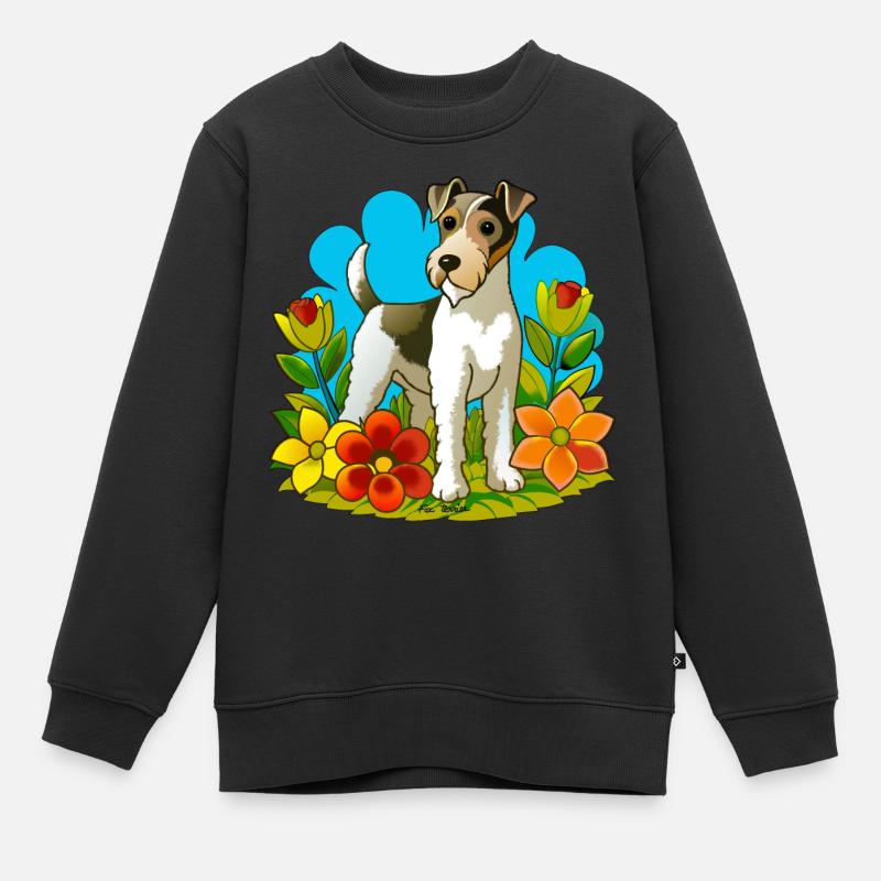 Chien Fox terrier au jardin - Sweat Premium enfant bio - noir