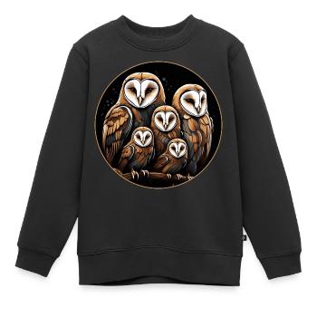 Schleiereule Schleiereulenfamilie Eulengrafik - Kinder Premium Organic Sweatshirt - Schwarz - Vorne - AI Model Kid Female (0cm)