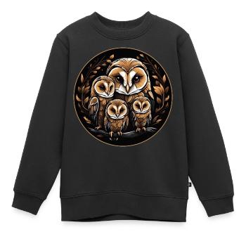 Schleiereule Schleiereulenfamilie Eulengrafik - Kinder Premium Organic Sweatshirt - Schwarz - Vorne - AI Model Kid Female (0cm)