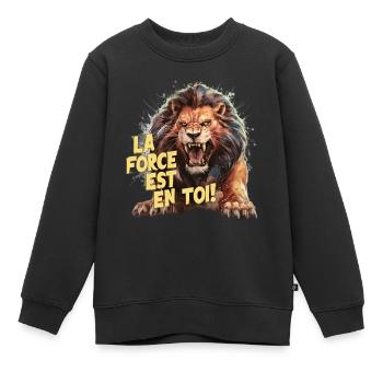 La force est en toi - Sweat Premium enfant bio - noir - Devant - AI Model Kid Female (0cm)