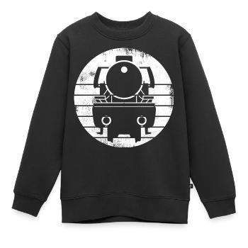 Dampflokomotive Zeichnung - Kinder Premium Organic Sweatshirt - Schwarz - Vorne - AI Model Kid Female (0cm)