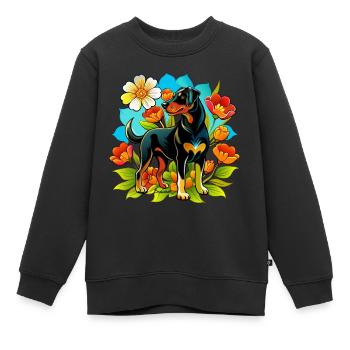 Beauceron Dog - ungekürzte Ohren Version - Kinder Premium Organic Sweatshirt - Schwarz - Vorne - AI Model Kid Female (0cm)