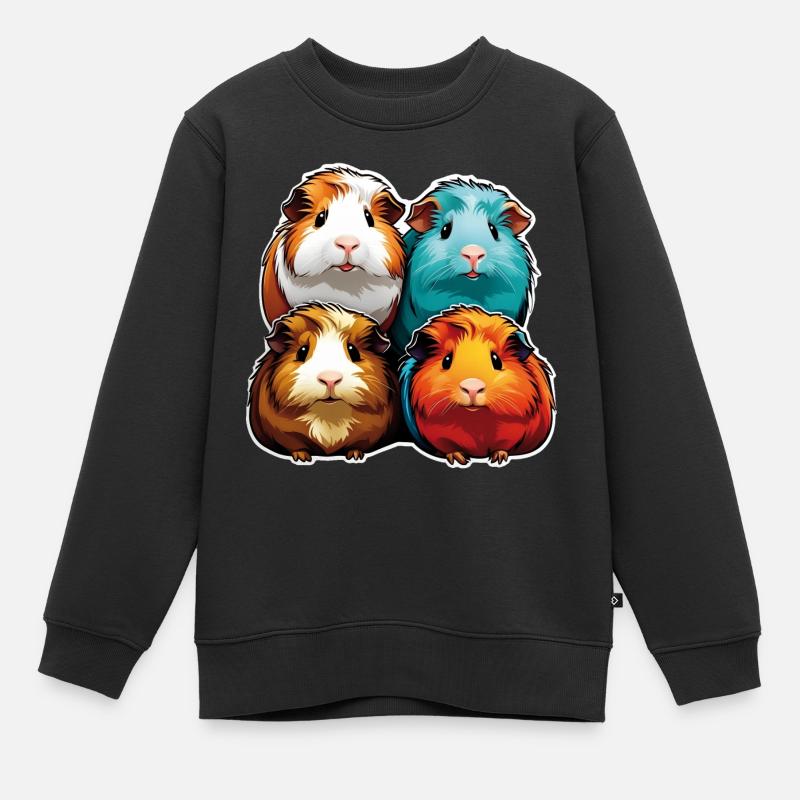 Quatre mignons cochons d’Inde - Sweat Premium enfant bio - noir