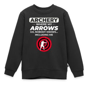 Bogenschießen Ziele Bogenschütze Bullseye Schießsport - Kinder Premium Organic Sweatshirt - Schwarz - Vorne - AI Model Kid Female (0cm)
