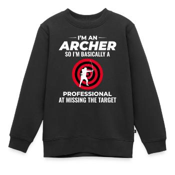 Tir à l’arc Cibles Archer Bullseye Tir Sport - Sweat Premium enfant bio - noir - Devant - AI Model Kid Female (0cm)