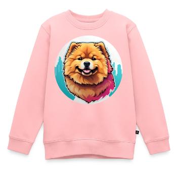 Chow Chow Portrait im Farbkreis - Kinder Premium Organic Sweatshirt - Rosa - Vorne - AI Model Kid Female (0cm)