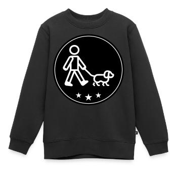 Chien promenant le chien - Sweat Premium enfant bio - noir - Devant - AI Model Kid Female (0cm)