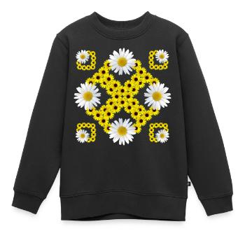 Marguerites, tournesols, fleur de marguerite florale - Sweat Premium enfant bio - noir - Devant - AI Model Kid Female (0cm)