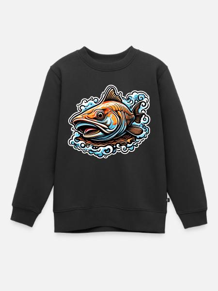 Fisch / Tier / Aquarium / Wasser / Teich / See - Kinder Premium Organic Sweatshirt - Schwarz