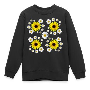 Marguerites, tournesols, fleur de marguerite florale - Sweat Premium enfant bio - noir - Devant - AI Model Kid Female (0cm)