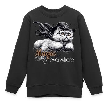 Magic Persian White Persian Cat Gift - Kids Premium Organic Sweatshirt - black - Front - AI Model Kid Female (0cm)