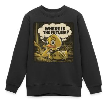Canard en plastique jaune réfléchi - Sweat Premium enfant bio - noir - Devant - AI Model Kid Female (0cm)