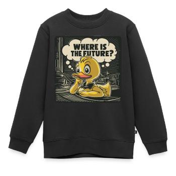 Canard en plastique jaune réfléchi - Sweat Premium enfant bio - noir - Devant - AI Model Kid Female (0cm)