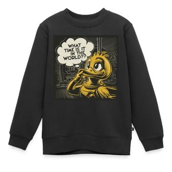 Nachdenkliche Gelbe Plastikente Ente Statement - Kinder Premium Organic Sweatshirt - Schwarz - Vorne - AI Model Kid Female (0cm)