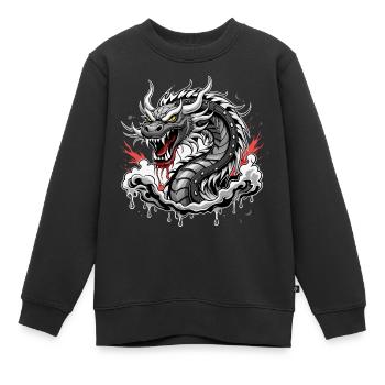 Long - Sweat Premium enfant bio - noir - Devant - AI Model Kid Female (0cm)