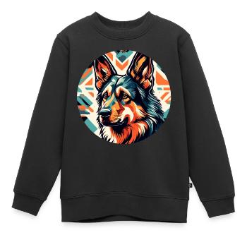 Chien / Animal / Animal de compagnie / Poilu / Berger allemand - Sweat Premium enfant bio - noir - Devant - AI Model Kid Female (0cm)