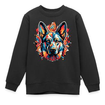 Chien / Animal / Animal de compagnie / Poilu / Berger allemand - Sweat Premium enfant bio - noir - Devant - AI Model Kid Female (0cm)