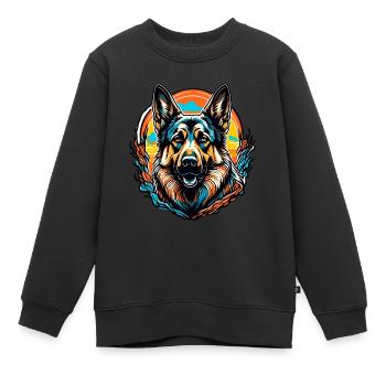 Chien / Animal / Animal de compagnie / Poilu / Berger allemand - Sweat Premium enfant bio - noir - Devant - AI Model Kid Female (0cm)