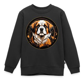 Bernhardiner Portrait im runden Rahmen - Kinder Premium Organic Sweatshirt - Schwarz - Vorne - AI Model Kid Female (0cm)