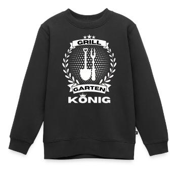 Grill Papa Garten Geschenk Grillen BBQ König - Kinder Premium Organic Sweatshirt - Schwarz - Vorne - AI Model Kid Female (0cm)