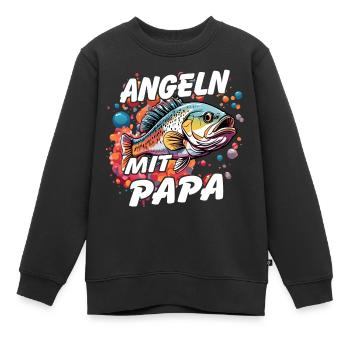 Angeln mit Papa. Buntes Angelmotiv - Kinder Premium Organic Sweatshirt - Schwarz - Vorne - AI Model Kid Female (0cm)