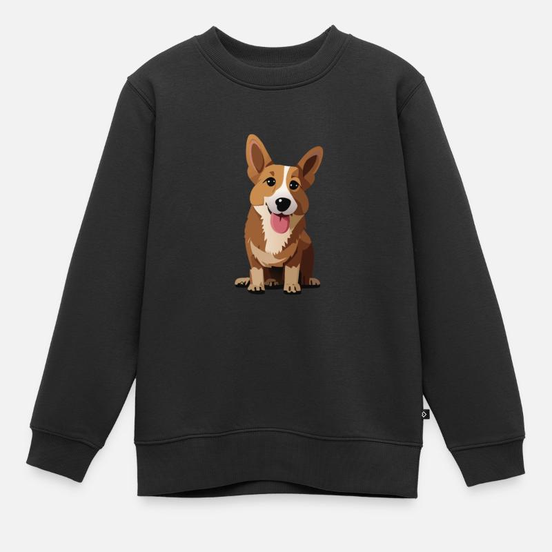 Corgi Hund - Kinder Premium Organic Sweatshirt - Schwarz