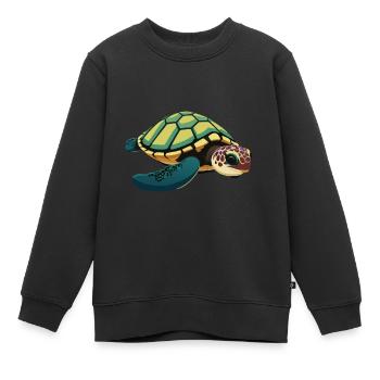 Meeresschildkröte - Kinder Premium Organic Sweatshirt - Schwarz - Vorne - AI Model Kid Female (0cm)
