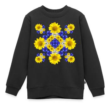 vrille florale, motif floral, fleur, fleuri, fleur florale - Sweat Premium enfant bio - noir - Devant - AI Model Kid Female (0cm)