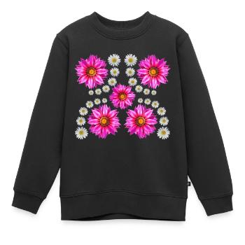 Marguerites Gazania Fleurs Marguerites Gazania - Sweat Premium enfant bio - noir - Devant - AI Model Kid Female (0cm)